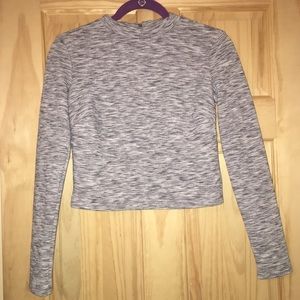 NWOT High Neck Grey Long Sleeve Crop Top